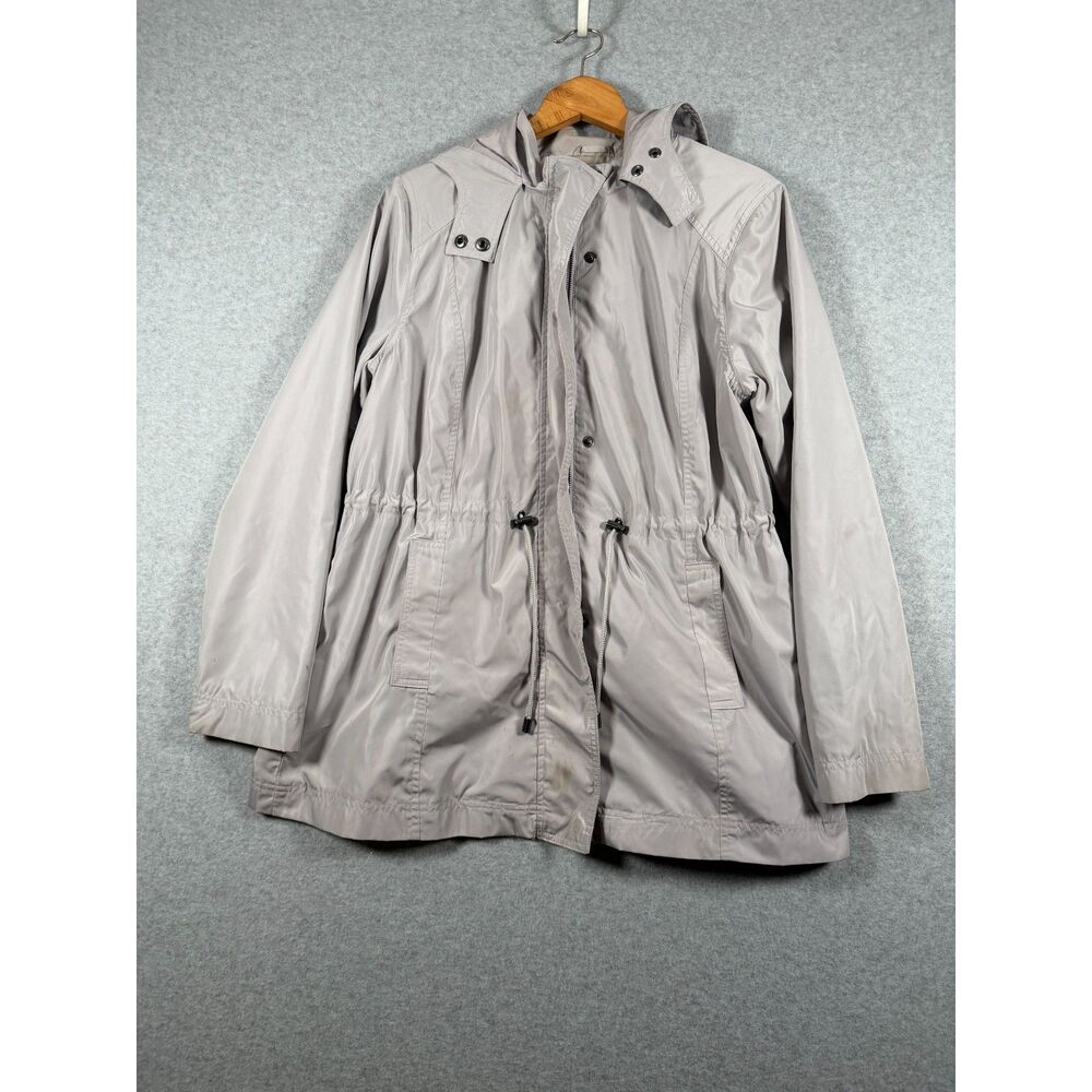 Merona Women's XL Gray Water Resistant Hooded Anorak Rain Jacket Utility 3977